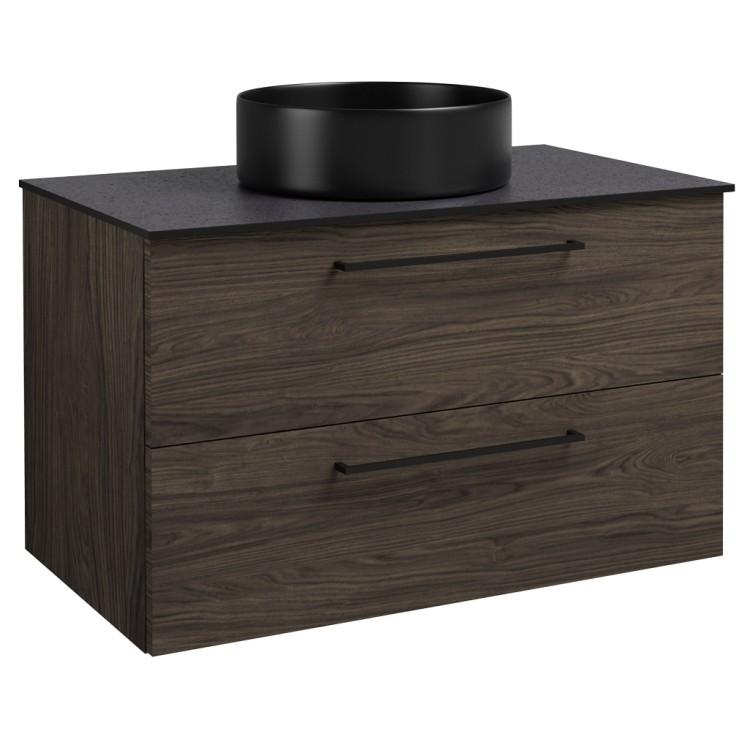 Vannas istabas skapītis ar izlietni Raguvos Baldai JOY 81cm, brūns ozols/melns mēness