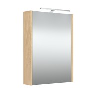 Vannas istabas skapītis ar spoguli un LED apgaismojumu Raguvos Baldai 48.2 cm, gaišs ozols