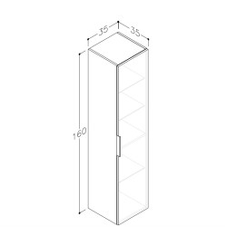 Vannas istabas augstais skapis RB MONO, balts matēts