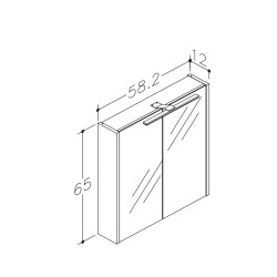 Vannas istabas skapītis ar spoguli un LED apgaismojumu RB JOY 58.2 cm, 1402313