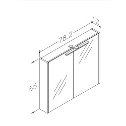 Vannas istabas skapītis ar spoguli un LED apgaismojumu Raguvos Baldai 78.2 cm, 1402513