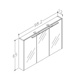 Vannas istabas skapītis ar spoguli un LED apgaismojumu Raguvos Baldai 98.2 cm, 1402713