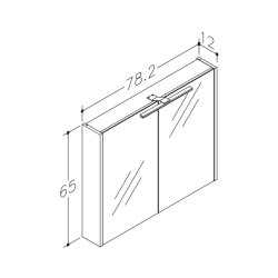 Vannas istabas skapītis ar spoguli un LED apgaismojumu RB URBAN 78 cm, 2002505