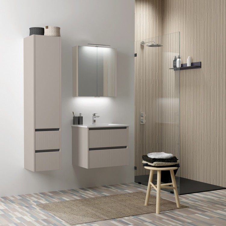 Vannas istabas mēbeļu komplekts RB URBAN 60cm, pelēks kašmirs/black aluminium