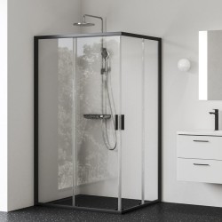 Dušas stūris taisnstūra RAVAK Blix II NBLRV2K 80x110cm, melns matēts