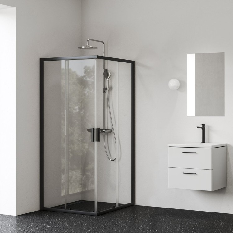 Dušas stūris kvadrātveida RAVAK Blix II NBLRV2K 100x100cm, melns matēts