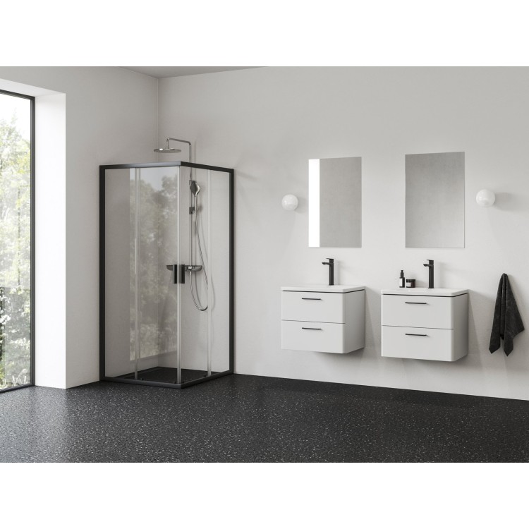 Dušas stūris kvadrātveida RAVAK Blix II NBLRV2K 100x100cm, melns matēts