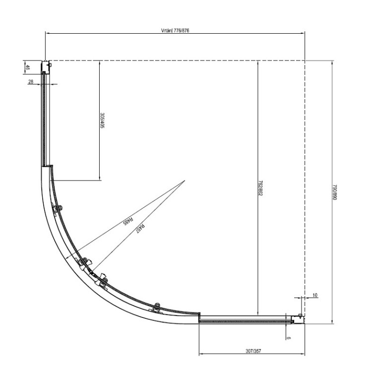 Dušas stūris pusapaļš RAVAK Blix BLCP4 80x80cm