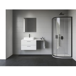 Dušas stūris pusapaļš RAVAK Blix II NBLCP4 80x80cm, melns matēts