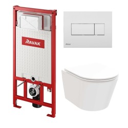 Komplekts Ravak LIFE RimOff + Ravak rāmis ar baltu pogu