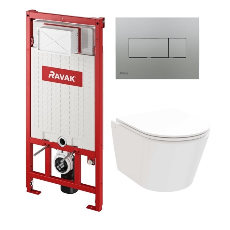 Komplekts Ravak LIFE RimOff + Ravak rāmis ar satīna pogu