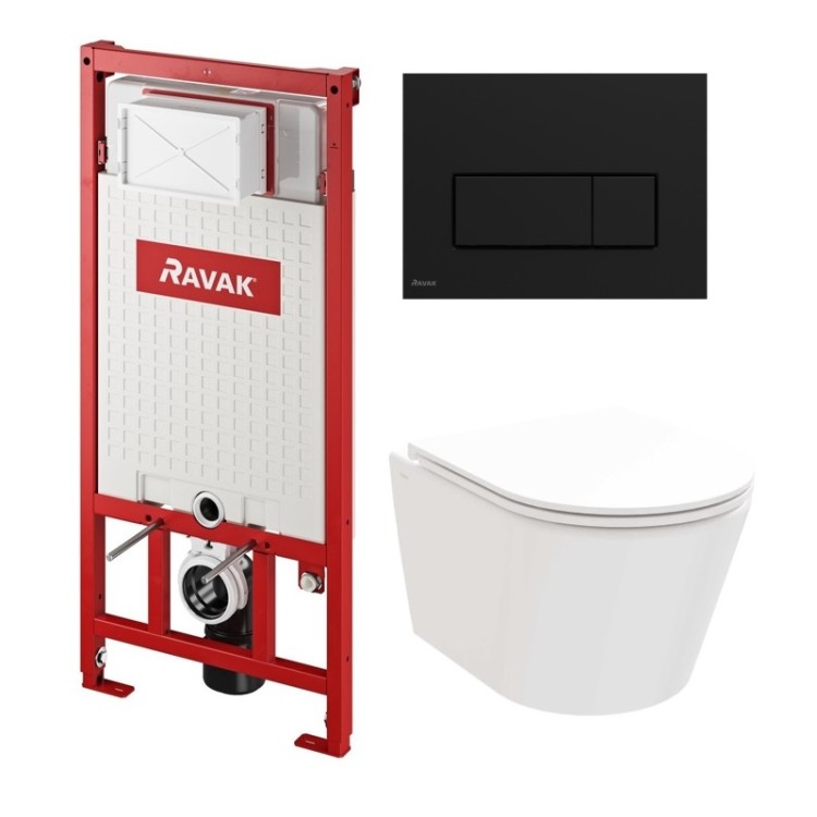 Komplekts Ravak LIFE RimOff + Ravak rāmis ar melna pogu