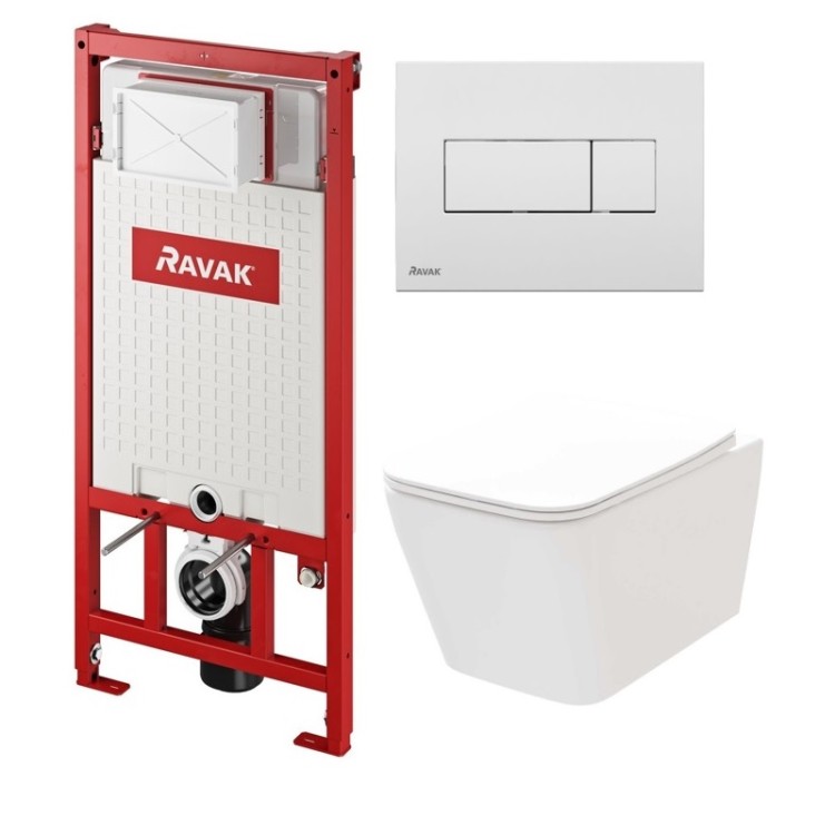 Komplekts Ravak SOLAR RimOff + Ravak rāmis ar baltu pogu