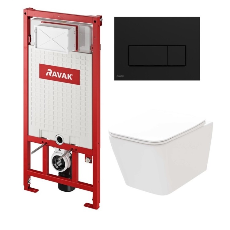 Komplekts Ravak SOLAR RimOff + Ravak rāmis ar melna pogu