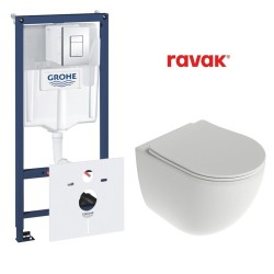 Komplekts Ravak Chrome AquaSpin + Grohe rāmis ar hromētu pogu 38827000