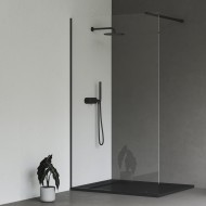 Dušas siena RAVAK Walk In Wall 110x200cm komplekts, melns matēts