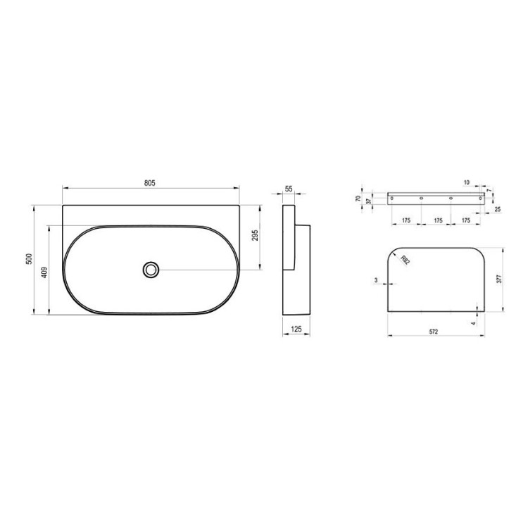 Vannas istabas izlietne RAVAK YARD 800 80.5x50 cm, melna XJX0D080000