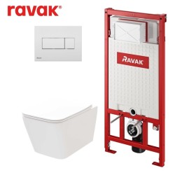 Komplekts Ravak NATURAL RimOff + Ravak rāmis ar baltu pogu
