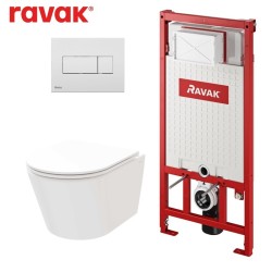 Komplekts Ravak FLOW RimOff + Ravak rāmis ar baltu pogu