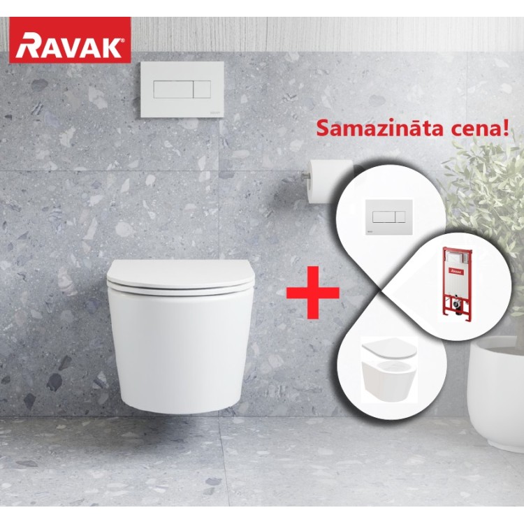 Komplekts Ravak FLOW RimOff + Ravak rāmis ar baltu pogu