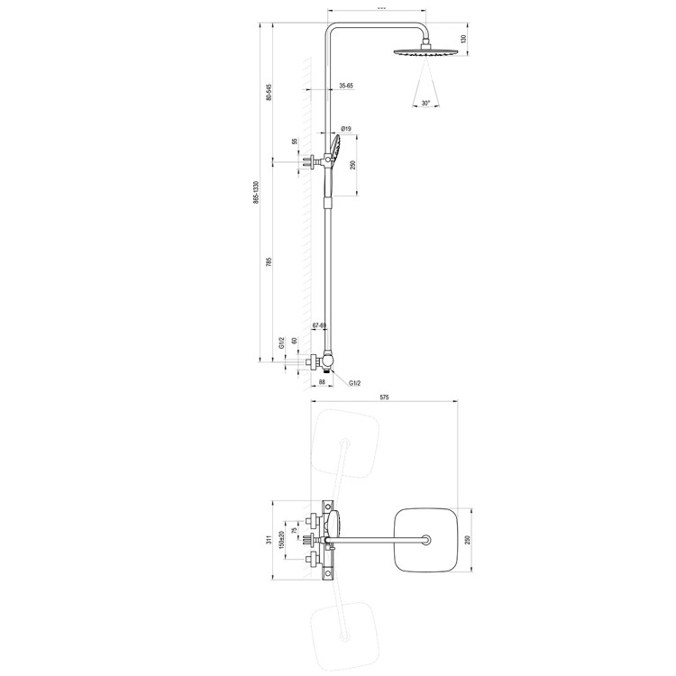 Termostata dušas sistēma RAVAK FL 091.00CR, X070443