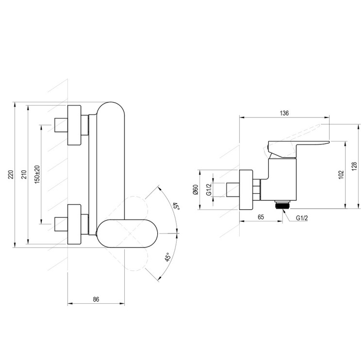 Dušas maisītājs RAVAK Chrome II CR 032.20BL, melns matēts