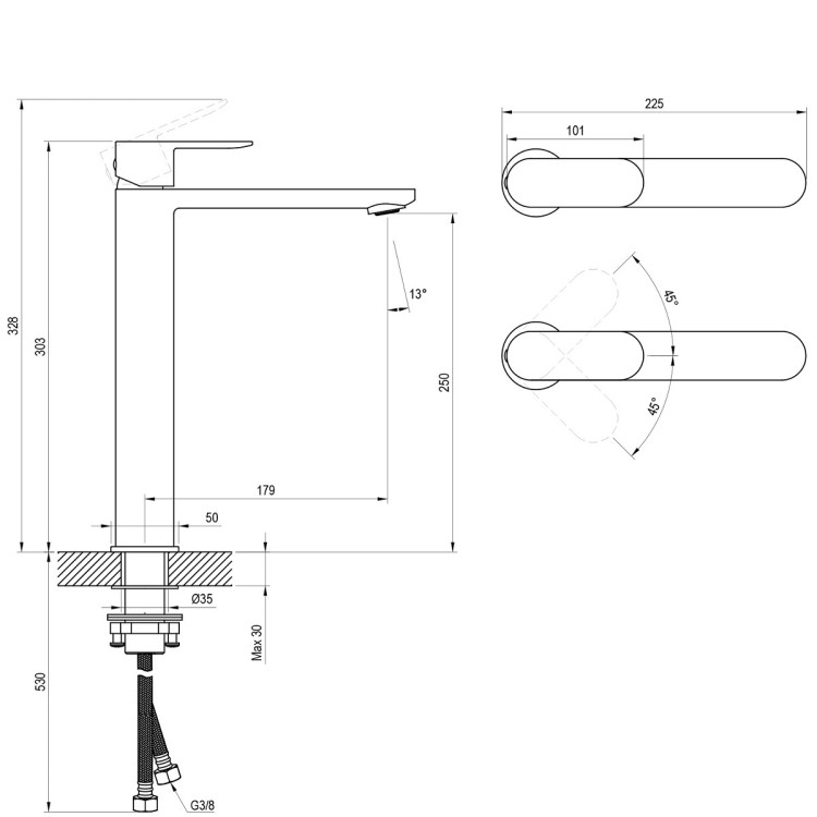 Izlietne Ravak Ceramic 550 O ar Chrome II maisītāju un fiksētu izplūdi