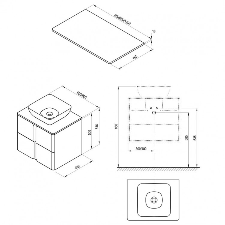 Darba virsma no impregnētās plāksnes MFPB Ravak Balance 1200 120cm, balta