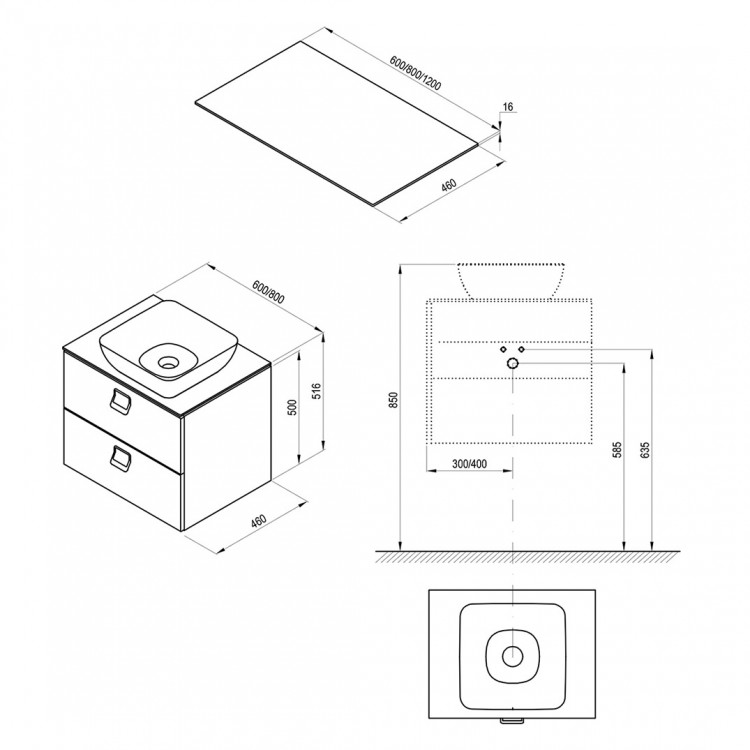 Darba virsma no impregnētās plāksnes MFPB Ravak Comfort 1200 120cm, balta