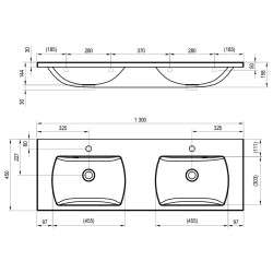 Vannas istabas dubultā izlietne Classic II N 130 cm, balta