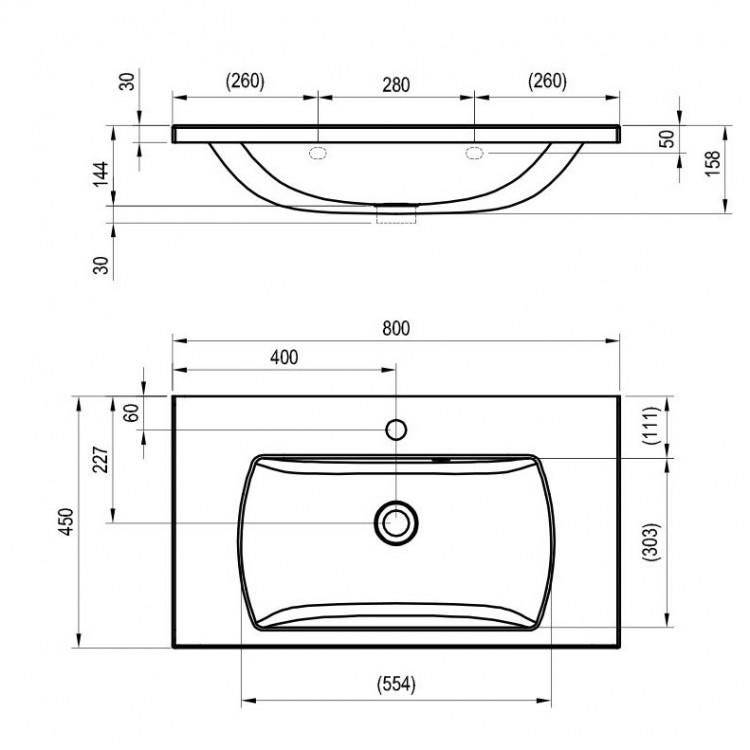 Vannas istabas izlietne RAVAK Classic II 800 N, 80x45 cm