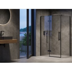 Dušas stūris taisnstūra Ravak Cool COSD2+COPS Black 100x80cm, melns