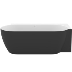 Brīvi stāvoša vanna Ravak FREEDOM Corner II TEC 175x86 R cm, melns/balts, noteces vāks melns