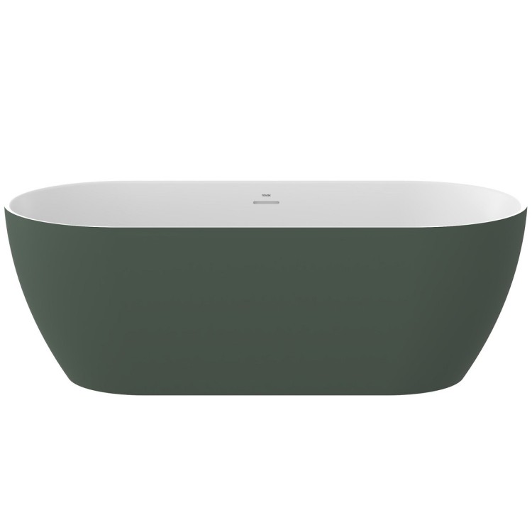 Brīvi stāvoša vanna Ravak FREEDOM O Tec 170x77 cm, pelēkzaļš/balts, notekas vāks-balts