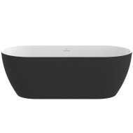 Brīvi stāvoša vanna Ravak FREEDOM O Tec 170x77 cm, melns matēts/balts, notekas vāks-melns