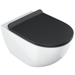 Tualetes pods piekaramais Ravak VITA RimOff ar melnu Soft Close vāku, balts
