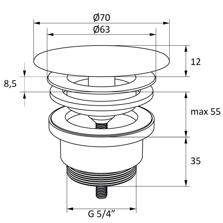 Sifona izplūde Ravak Flat, keramika, Smoke Grey