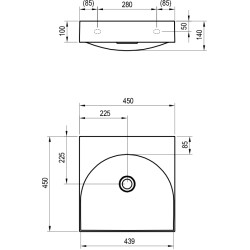 Vannas istabas izlietne RAVAK LITE 450 45x45 cm, XJX01345000