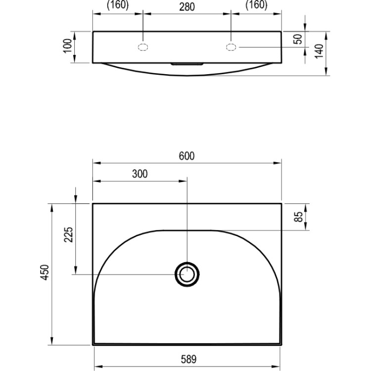 Vannas istabas izlietne RAVAK LITE 600 60x45 cm, XJX01360000