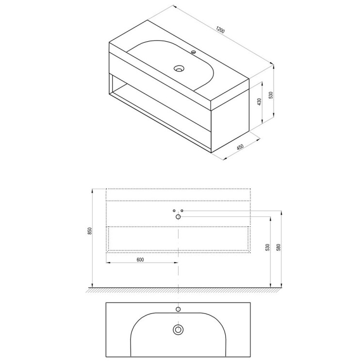 Vannas istabas skapītis izlietnei Ravak SD Lite 1200 , melns matēts