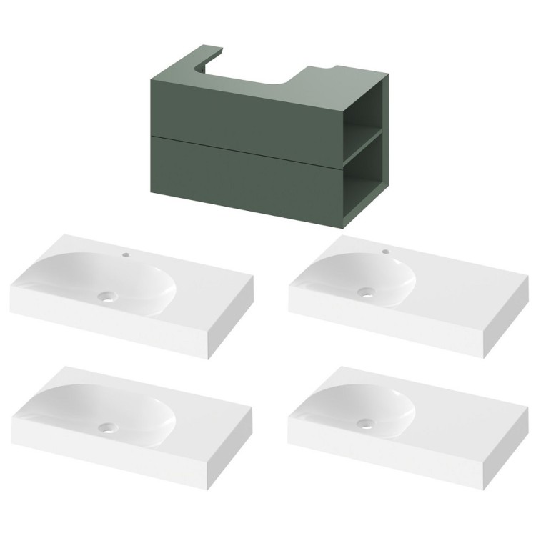 Vannas istabas skapītis izlietnei Ravak SD Lite 800 R , zaļš