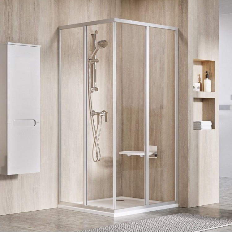 Dušas stūris kvadrātveida RAVAK SRV2+SRV2 90x90 cm, satīns/caurspīdīgs