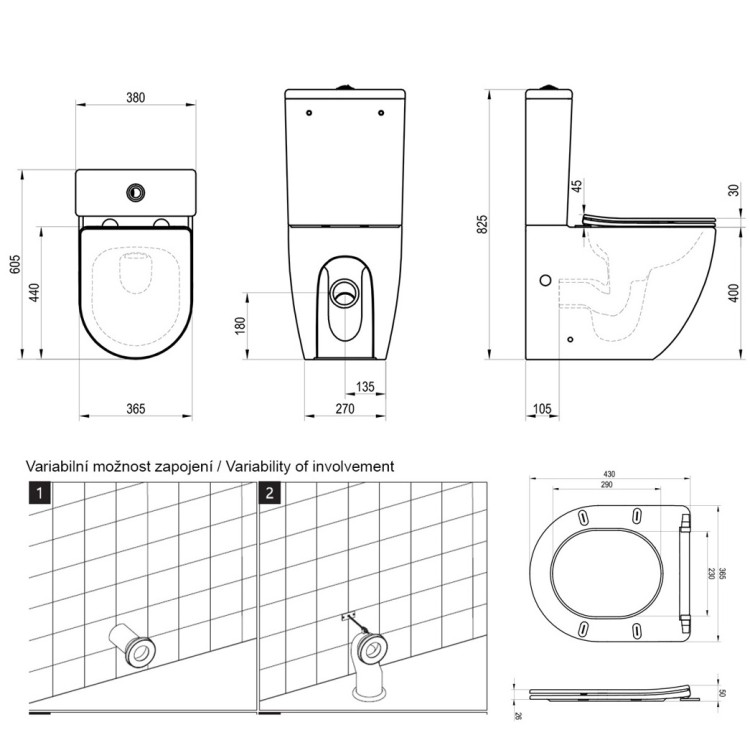 Tualetes pods Ravak Optima RimOff ar Soft Close/QR poda vāku, X01870