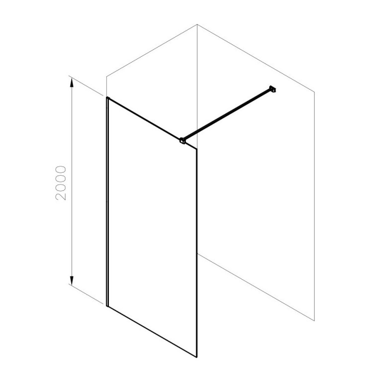 Dušas siena RAVAK Walk In Wall Air Black 100x200cm, melns/caurspīdīgs