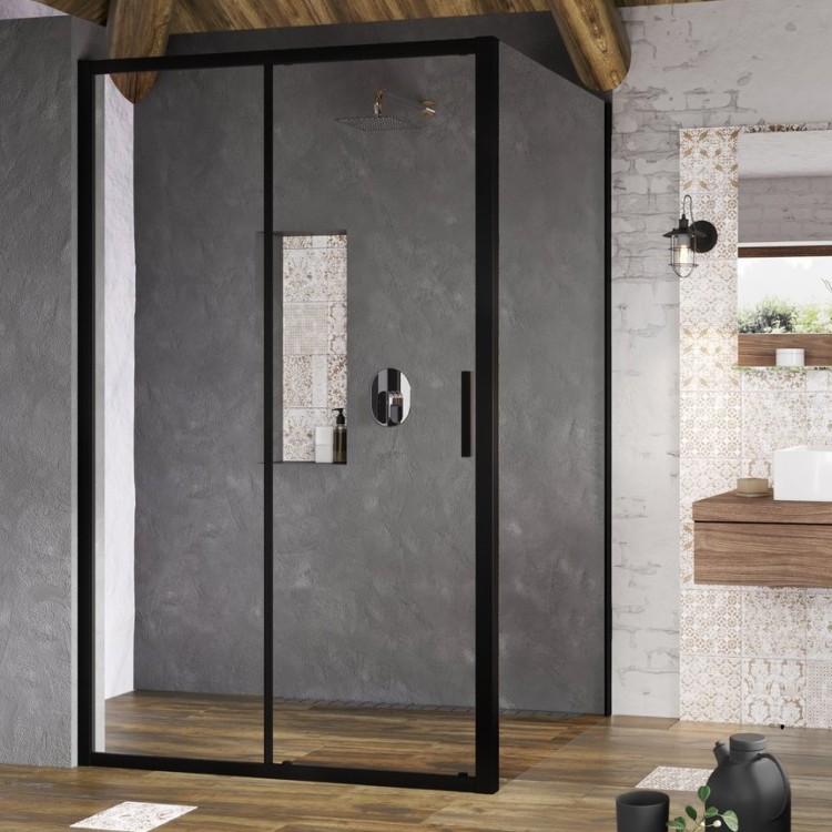 Dušas stūris taisnstūra Ravak Blix Slim BLSDP2+BLSPS 120x80cm, black
