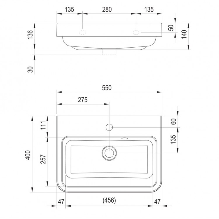 Vannas istabas izlietne RAVAK BeHappy II 55x40 cm
