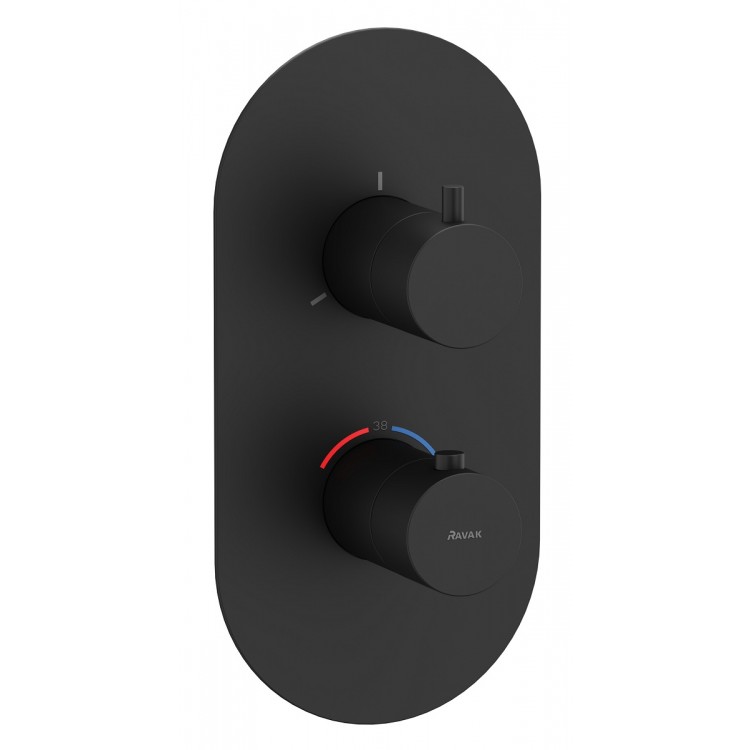 Ravak Espirit Termostata vannas/dušas jaucējkrāna virsapmetuma daĮa ES 067.20BLM.O3RB07C, melns matēts