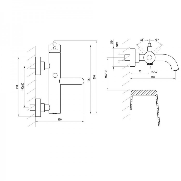 Vannas un dušas maisītājs RAVAK ESPIRIT ES 022.60RGB, matēts rozā zelts