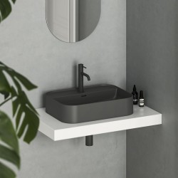 Vannas istabas uzliekamā izlietne Ravak Ceramic 550 R Slim Shelf 55x40 cm, antracīts