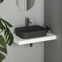 Vannas istabas uzliekamā izlietne Ravak Ceramic 550 R Slim Shelf 55x40 cm, melna matēta